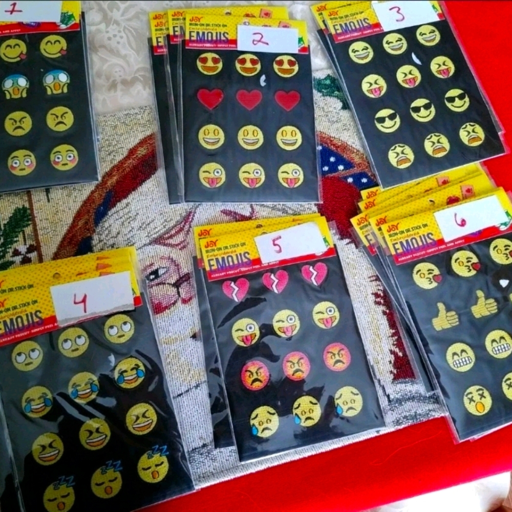Embroidered Emoji Iron On Patches Choose a Set